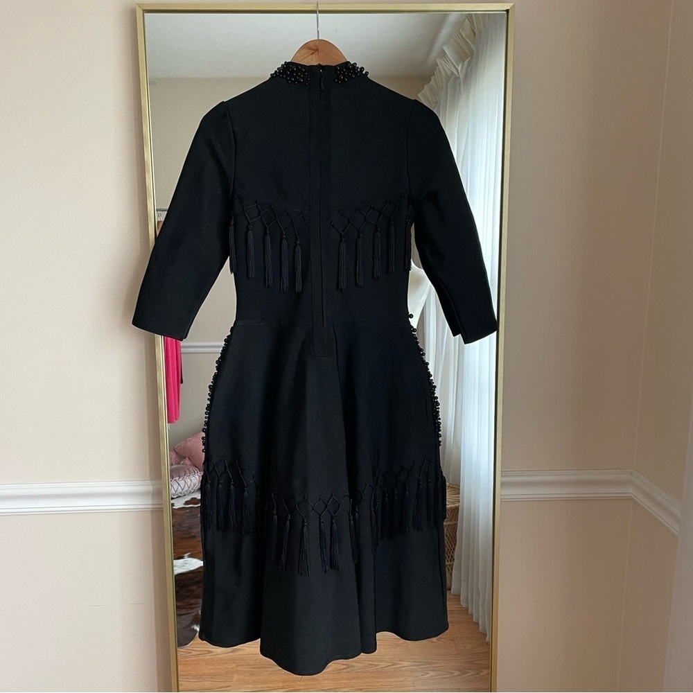 Front Row by Sara & Goldy Beaded Black Tea Length Formal Dress Size XS - Picture 15 of 15